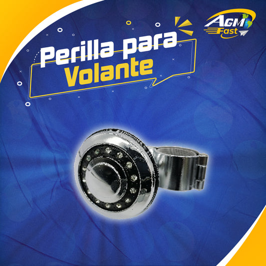 Perilla para Volante Borde y Centro Cromado con 14 Diamantes