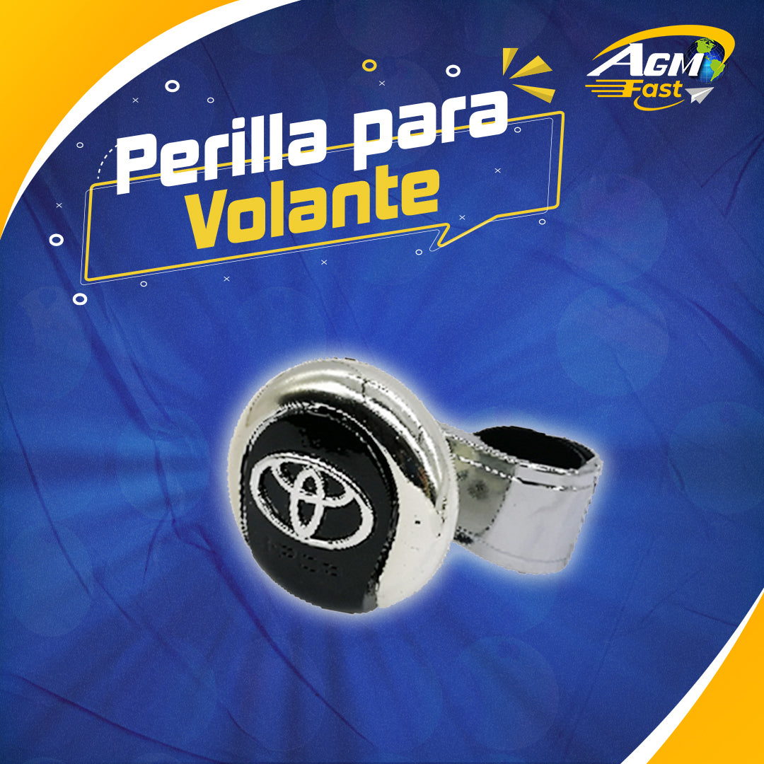 Perilla para Volante Metalico Negro Cromado con Marca