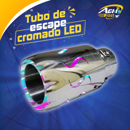 Tubo de Escape Cromado LED diseño "S"