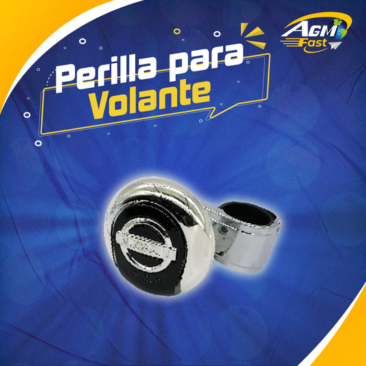 Perilla para Volante Metalico Negro Cromado con Marca